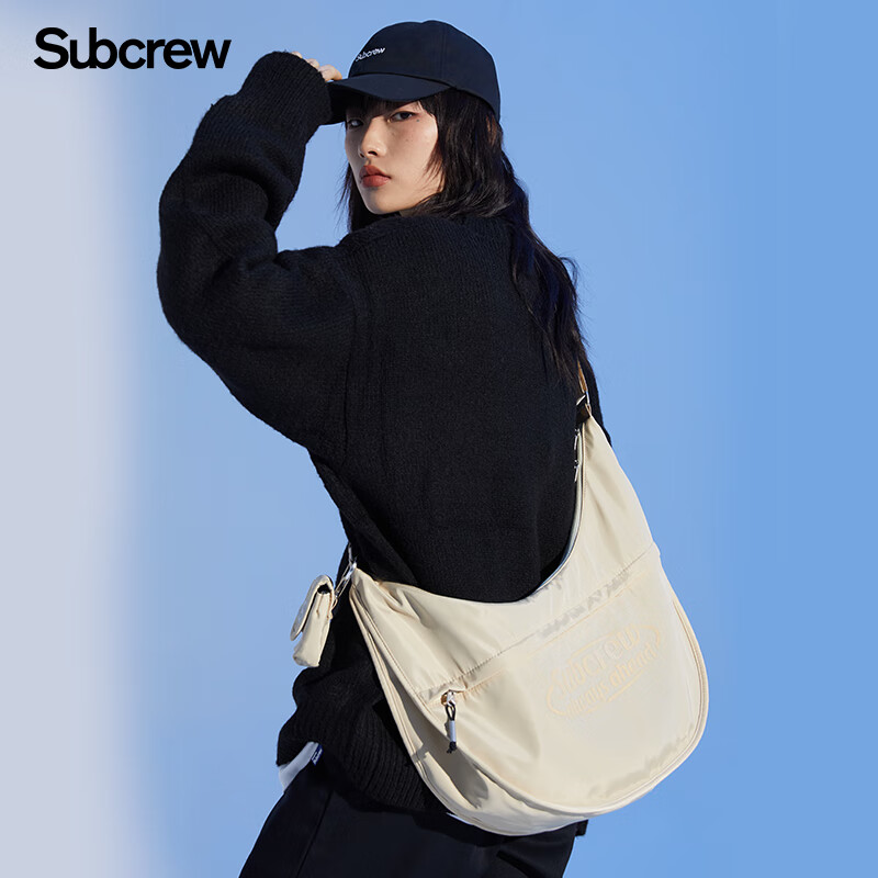 subcrew李灿森潮牌斜挎包小众日系休闲通勤大容量单肩月牙包男女