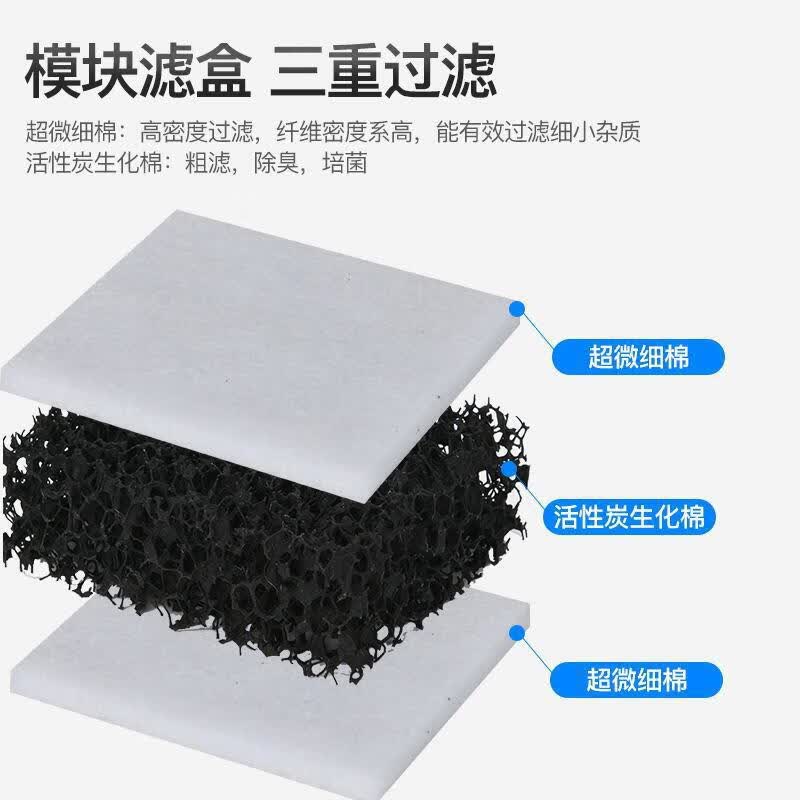 YEE小鱼缸过滤器三合一净水过滤循环水泵制氧一体机瀑布式壁挂式 【滤芯替换】三重精滤替换板*3