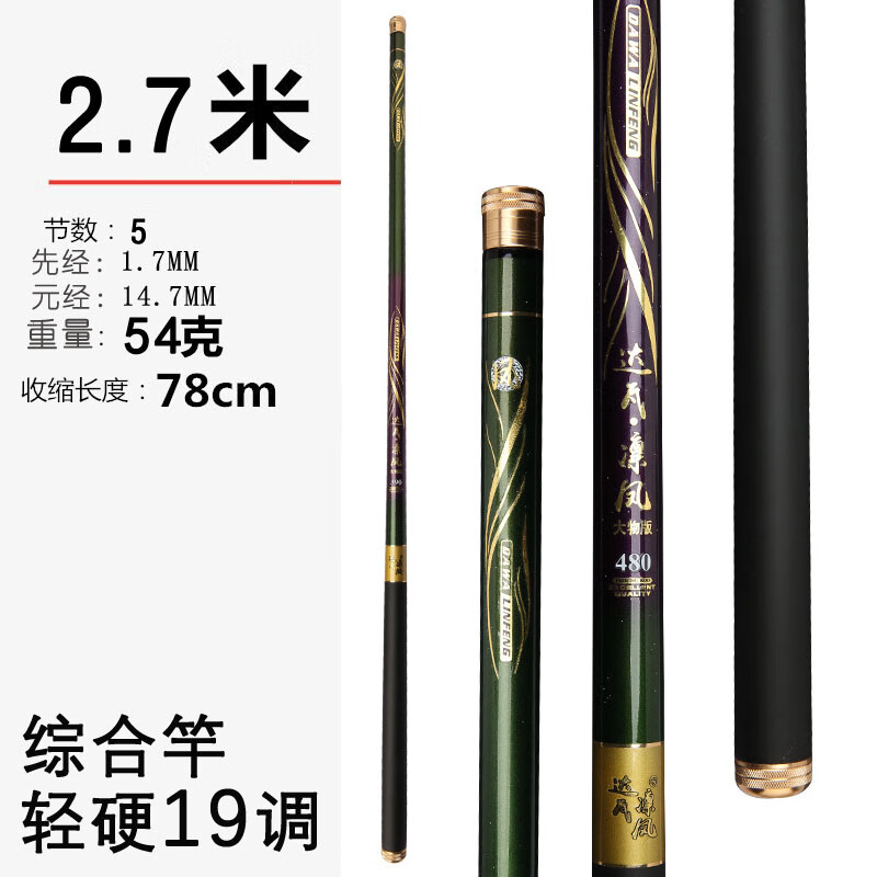 达瓦凛风钓鱼竿19调高碳短节鱼竿手竿超轻超硬手杆十大溪流 19调2.