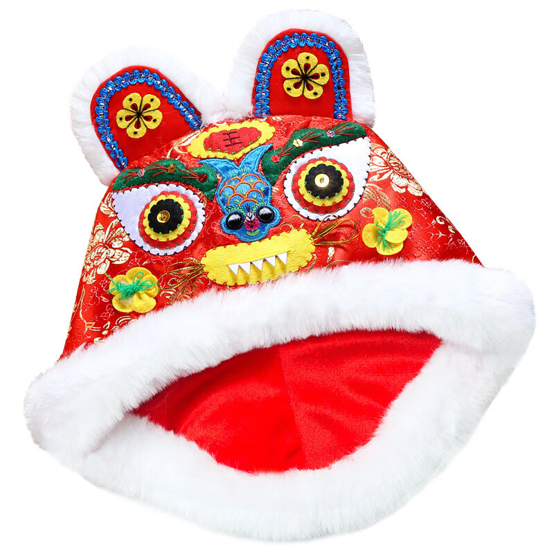 老虎帽大红色喜庆拜年喜宴虎头帽婴儿帽子儿童男女宝宝帽子加绒秋冬