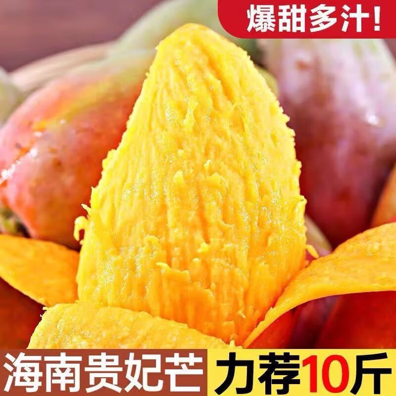 京蚨鲜海南三亚贵妃芒果新鲜水果礼盒当季现摘红金龙 带箱9.5-10斤中果【100-150克】净重9斤