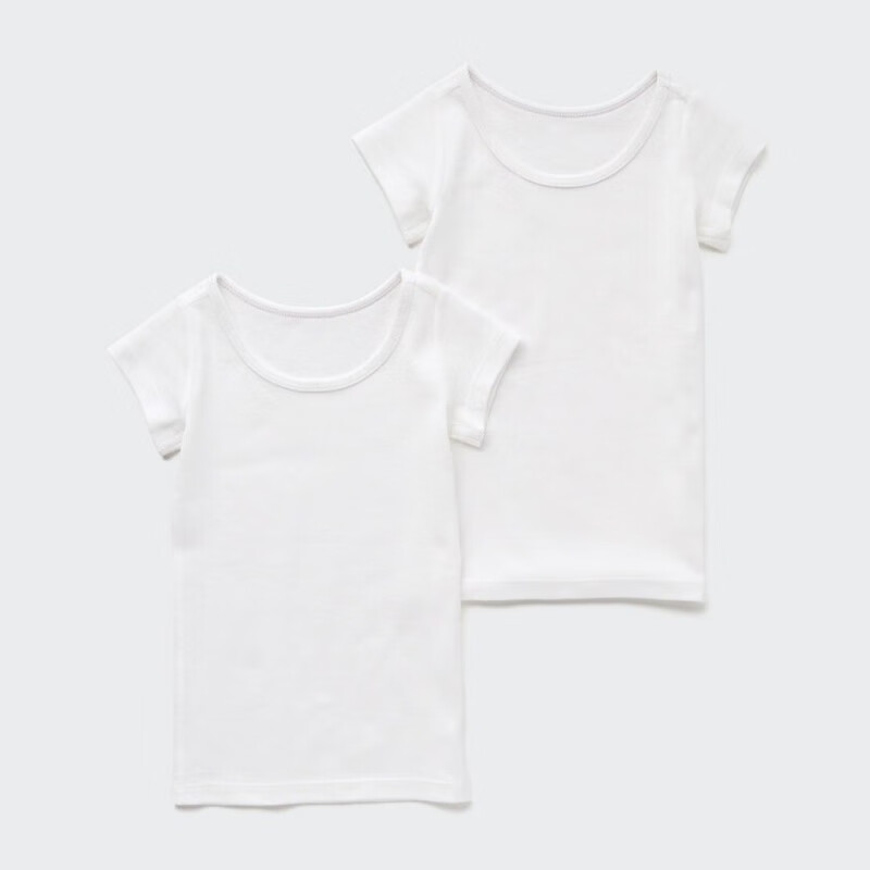 优衣库（UNIQLO）婴幼儿宝宝全棉T恤/短袖2件装468618 464702 464702/00白色 80cm