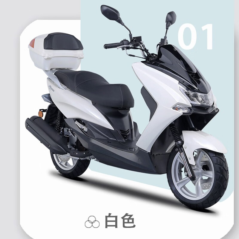zhio全新望江铃木踏板摩托车125cc燃油车国四电喷越野跑车可上牌 白色