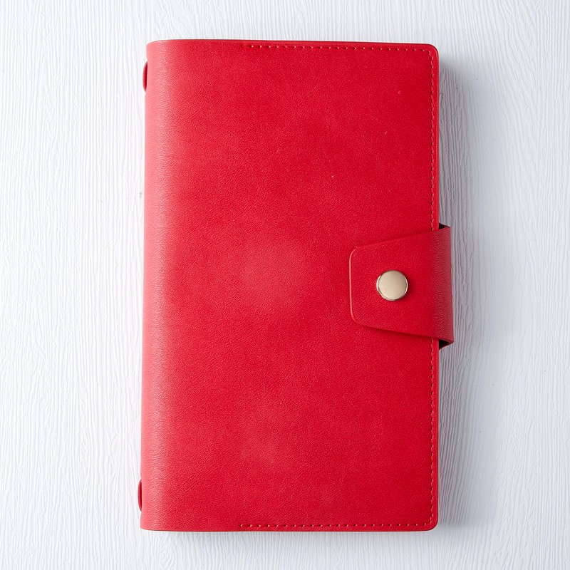 锦兔 锦手账本旅行本A6小号便携口袋本皮质笔记本文具记事本手账本扎事本商务时尚多功能新款方便携带 红色