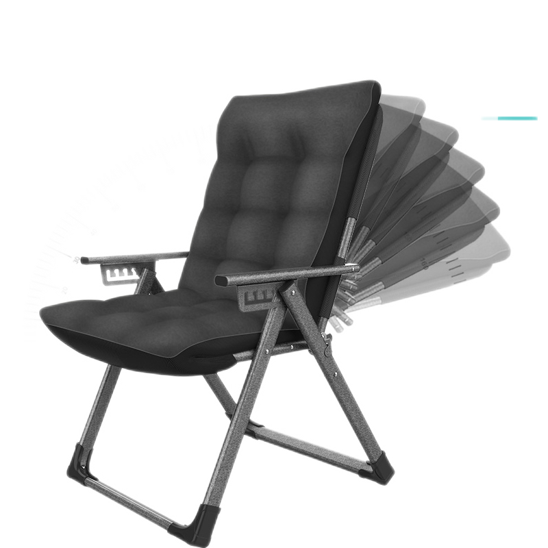 工来工往电脑椅折叠躺椅午休午睡懒人家用休闲电脑椅学生宿舍单人椅阳台靠背椅子 不带头枕气质灰折叠椅带棉垫