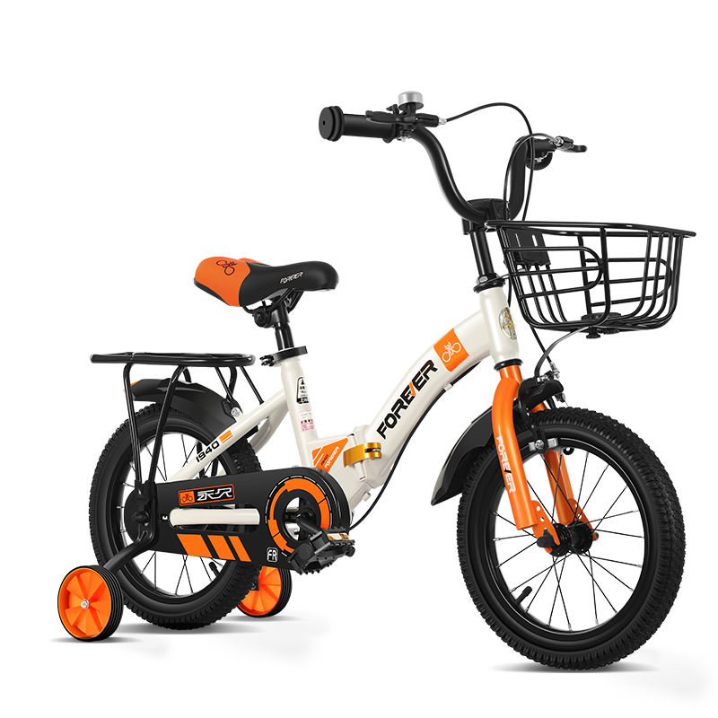 永久（FOREVER）儿童自行车男女款小孩单车可折叠脚踏车4-6-8-10岁小学生儿童辅助轮宝宝童车14寸橙色 243.64元