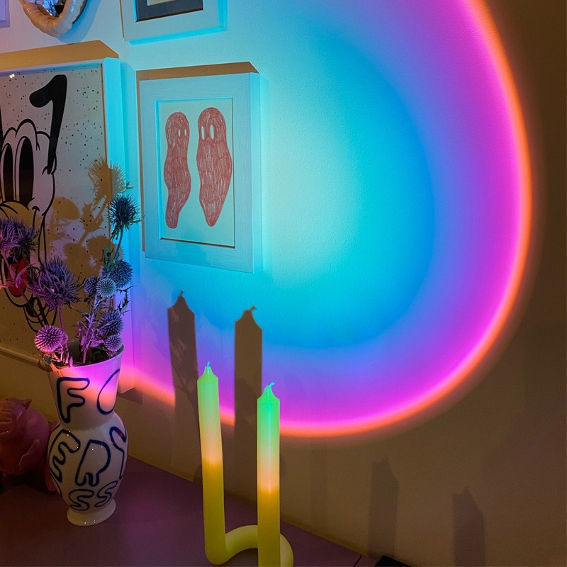 幽麦 夕阳落日灯 小红帽现代简约落地灯客厅轻奢氛围投影灯卧室低压 一灯10色- 4片膜