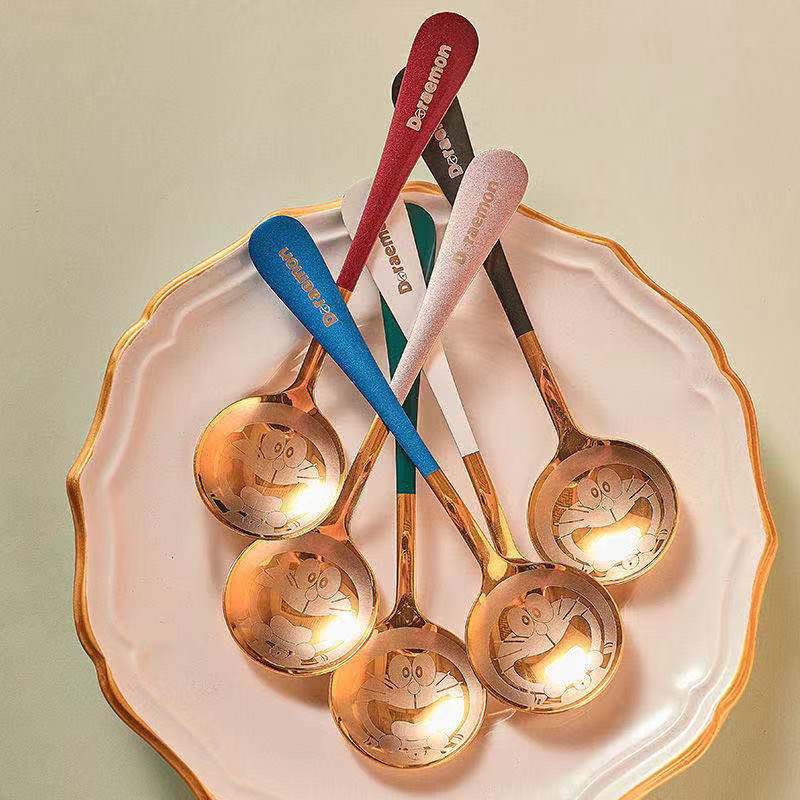 【SQJ精选】瑟珀不锈钢星巴勺子家用网红精品勺创意ins韩式勺子 混色随机两只装