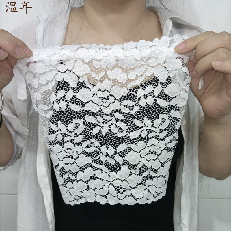 温年 裹胸布防走光神器抹胸女夏天蕾丝遮胸布加大款一片式打底 玫瑰花