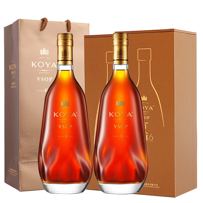 张裕可雅白兰地桶藏6年vsop级700ml礼盒装葡萄蒸馏酒 2瓶