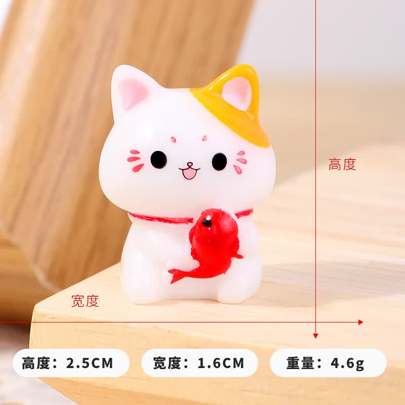 树脂可爱猫咪招财猫办公室摆件微观小摆件盲盒diy创意可爱风摆件 锦鲤招财猫