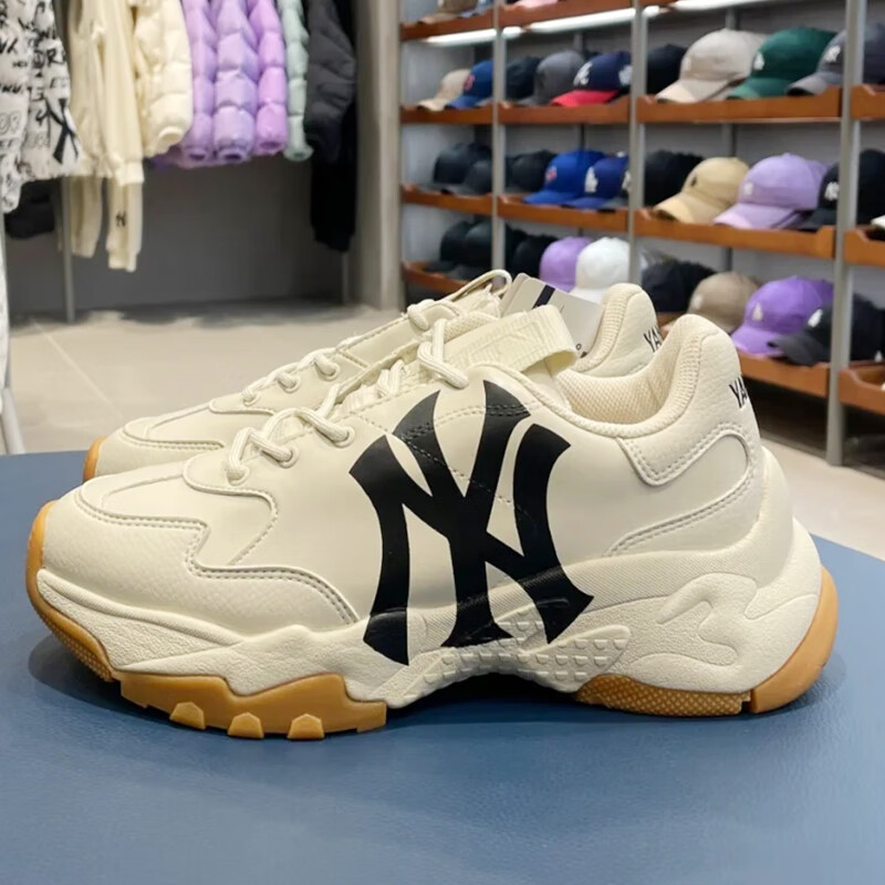 mlb鞋子2023年新男女情侣款复古百搭ny标洋基运动休闲增高老爹鞋 尺码