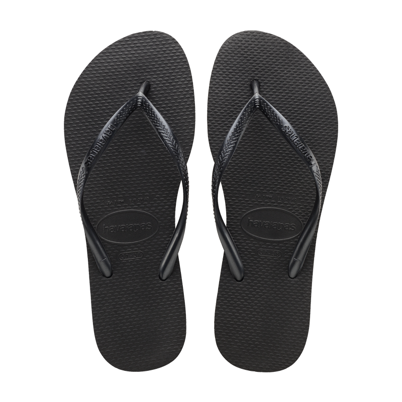 havaianas哈唯納Slim細(xì)帶夾腳女人字拖平底海邊沙灘夏情侶拖鞋 0090-火耀黑 35-36 巴西碼