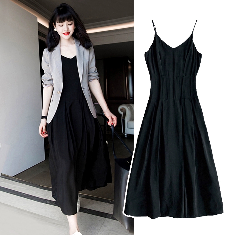 妙微熊女装2021年新款潮早秋吊带连衣裙子春秋显瘦套装秋冬季 单件