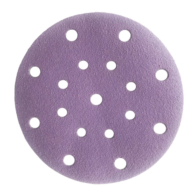 大美光速紫色干磨砂纸6寸17孔 圆形150mm植绒片抛光吸尘汽车钣金喷漆