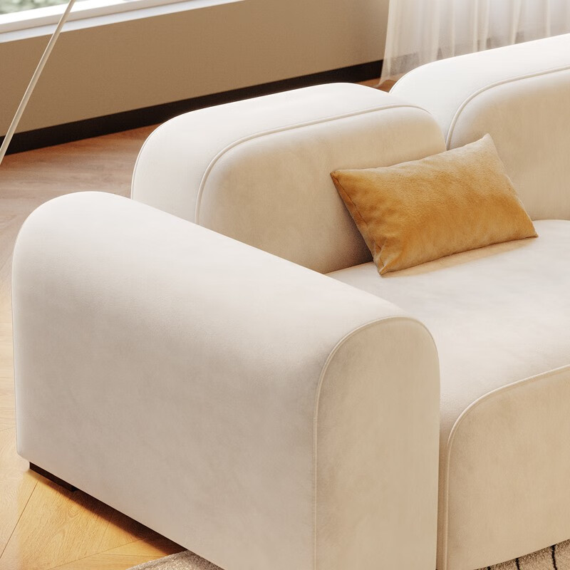 浪度家居 布艺沙发客厅小户型侘寂奶油风直排三人位豆腐块沙发bf2226