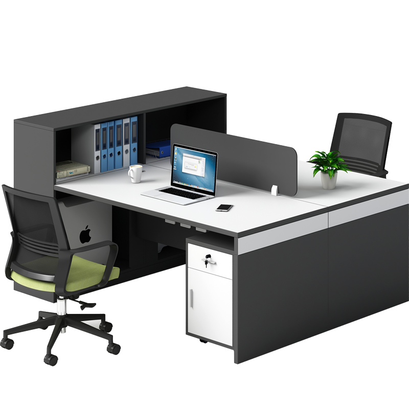 安美诚办公桌椅组合职员桌现代简约办公家具四人卡位工位 两位含柜【不含椅】
