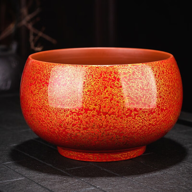 皿客大漆工艺紫砂茶洗大号犀皮漆器茶具配件杯洗茶水缸水盂茶渣缸 mk