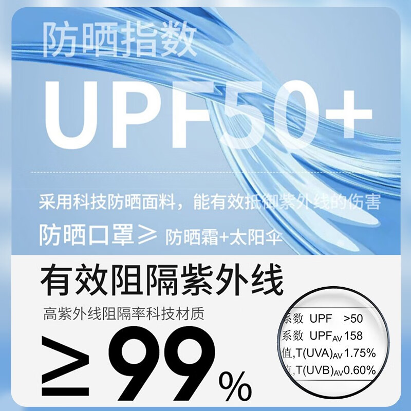 万宝绿全脸防晒面罩脸基尼女士防晒口罩高颜值防紫外线面罩夏季遮阳透气 UPF50+冰感款【云墨黑】无痕拼接