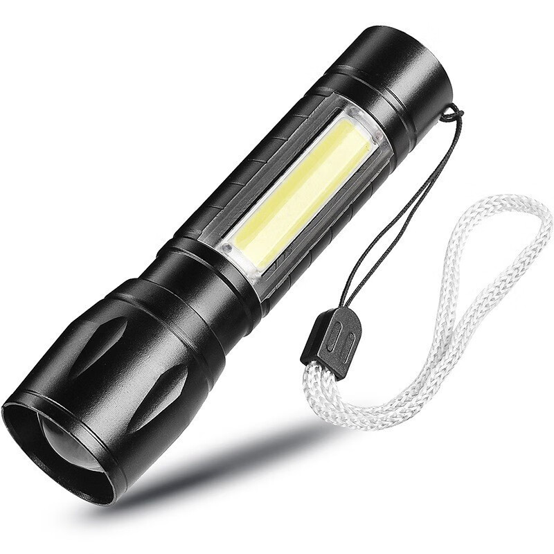 鑫斯特 USB充电手电筒铝合金带COB侧灯强光远射便携式迷你小手电（带侧灯变焦款）