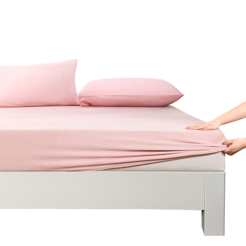 富安娜床笠加厚加绒单件床单 奶绒床笠罩防脏床垫套 粉色 笠高30cm 1.8米床 180cm*200cm