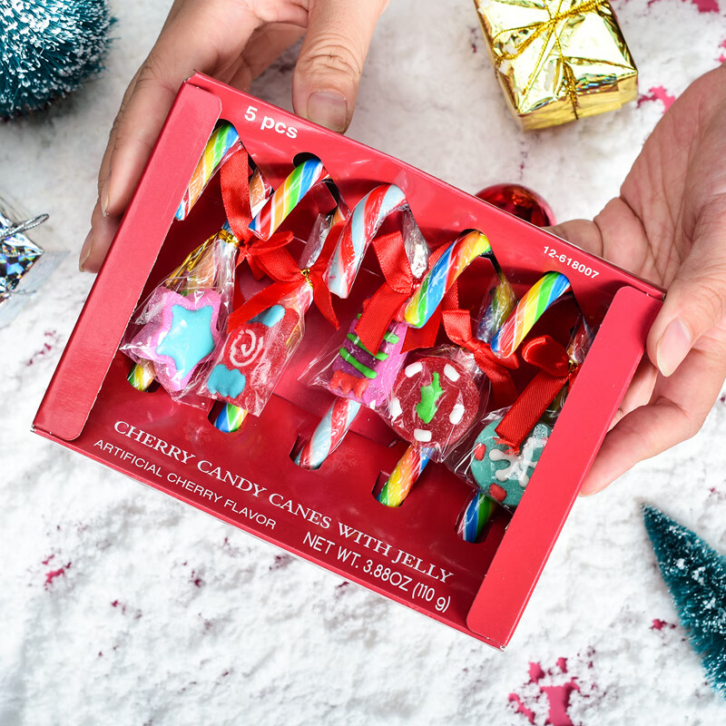 零食批平安夜棒棒糖礼物扙拐棍糖拐杖糖 圣诞糖果【拐杖糖 软糖盒】