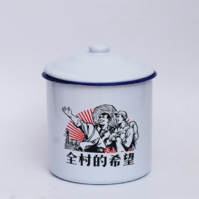 鹿凌青搪瓷缸带盖大号茶缸子怀旧老式铁洋瓷杯子复古口盅瓷缸喝水大