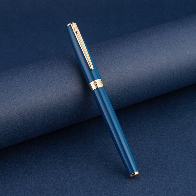 毕加索(Pimio)钢笔717曼陀林系列财务钢笔弯尖书法练字美工笔男女士商务礼盒办公签名笔节日礼品免费刻字 亮黑银夹 明尖/直尖钢笔【0.5mm】