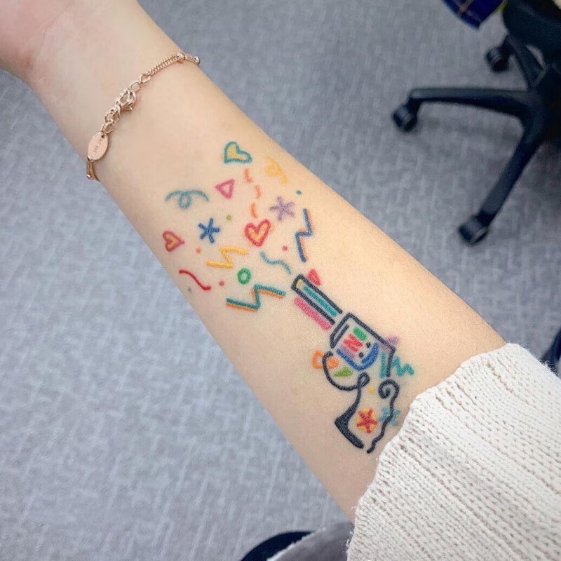 wonst纹身贴防水刺青个性潮彩色泫雅风手臂礼花满九元