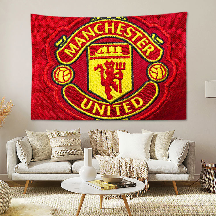 霜魄曼联队旗 足球俱乐部背景布房间床头墙壁潮流高级装饰ins风挂布挂