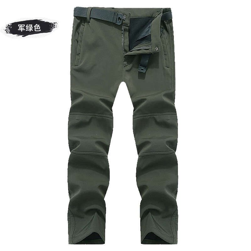 衣套装男女冬季钓鱼服防水抓绒登山服透气防风外套 军绿色【裤子】 l