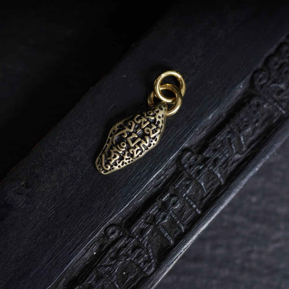 石俞记黄利马铜西藏藏式吊坠侧挂六字真言项链佛珠念珠装饰配饰diy