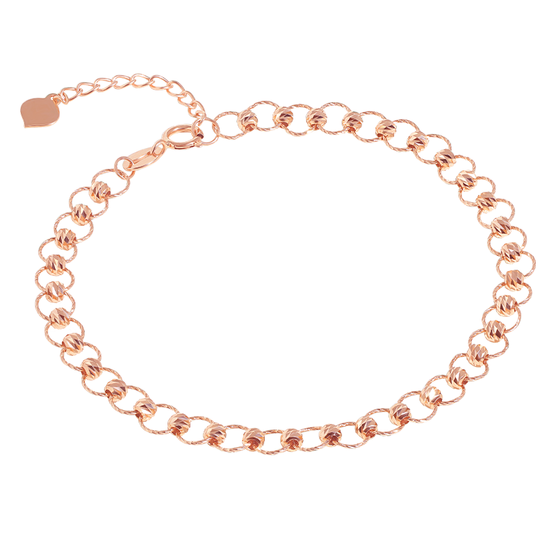 中国珠宝 18K金手链时尚简约珠子玫瑰金手链 约2.75g
