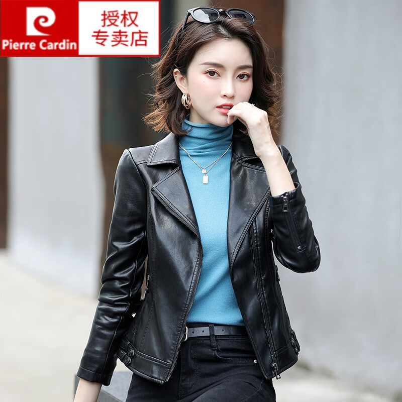 皮尔卡丹（pierre cardin）新款真皮皮衣女短款外套韩版2023春秋时尚海宁绵羊皮显瘦机车夹克 黑色 3XL 125-135斤怎么样,好用不?