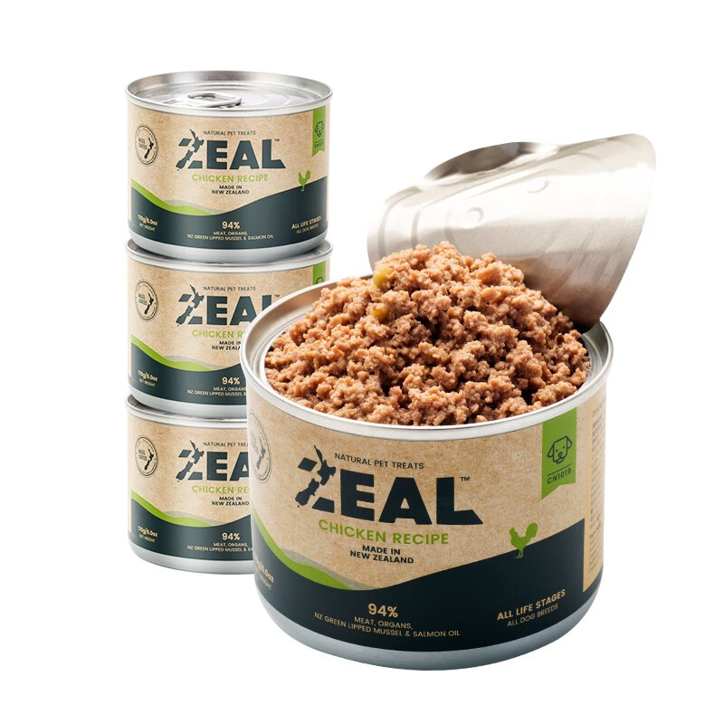 新西兰进口 ZEAL0号罐无谷狗罐头170g*3 鸡肉配方 成犬狗狗湿粮罐头