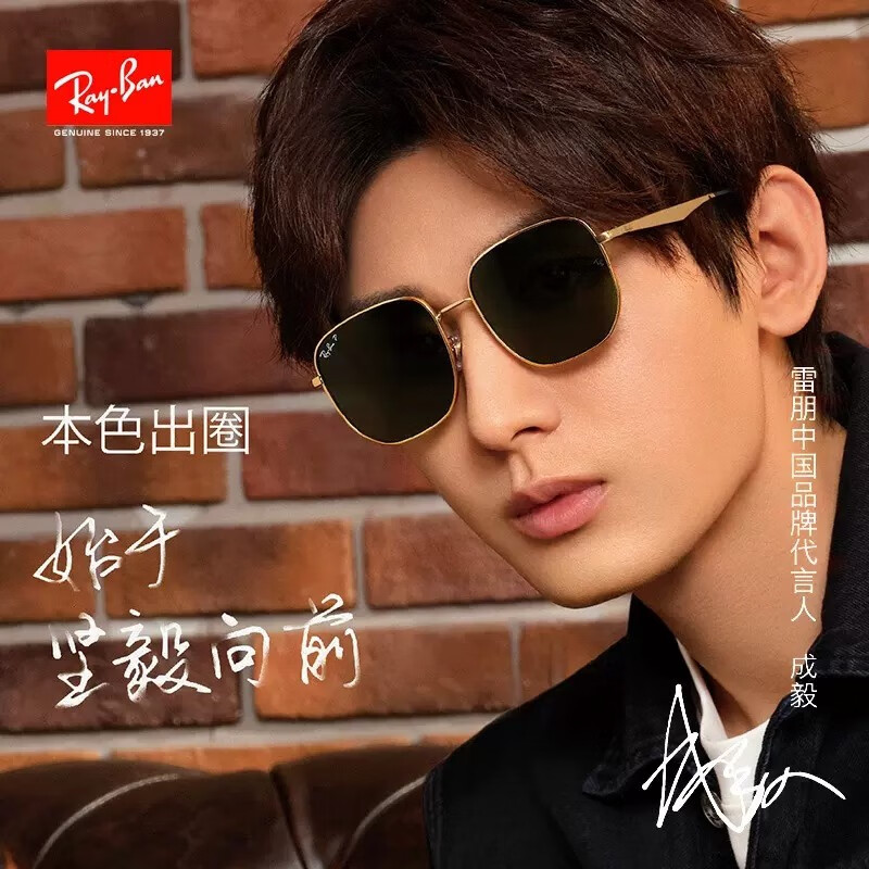 雷朋(rayban)太阳镜 成毅明星同款新品墨镜经典金属大框偏光墨镜男女