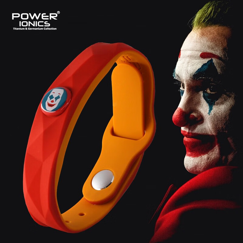 power ionics欧美dc小丑joker防水手环可刻字学生情侣手镯可调节硅胶