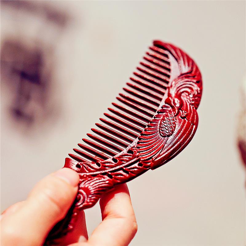 置财 刻字定制印度木梳子送女友老婆妈妈生日女士礼 红色