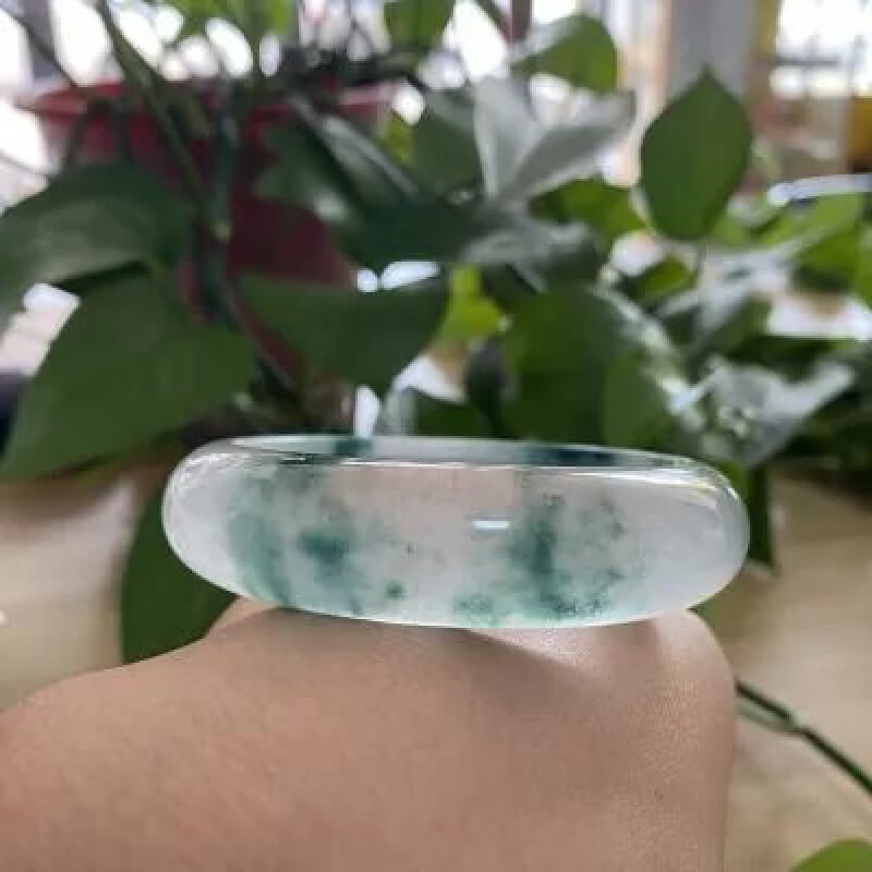 snqp独龙玉手镯冰飘花 纯独龙玉冰飘花手镯 冰飘花手镯