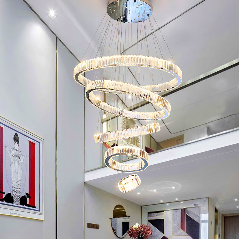 米光惠佳 别墅复式楼大吊灯中空客厅灯挑空轻奢水晶灯现代简约三四五