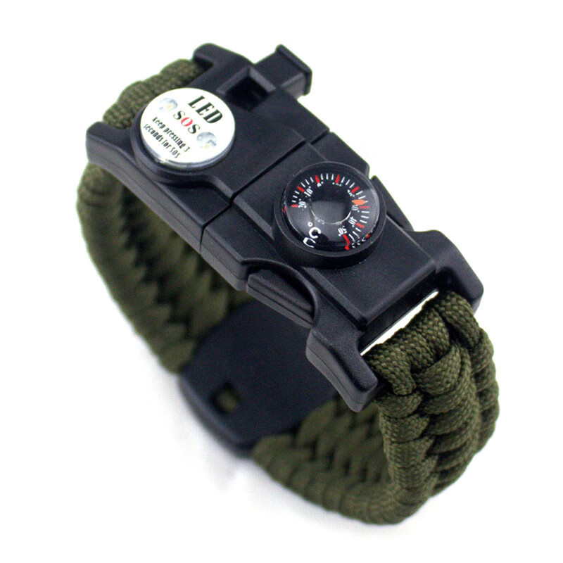 妙普乐求生手环野外手链户外多功能装备野外生存手环指南针打火石救援