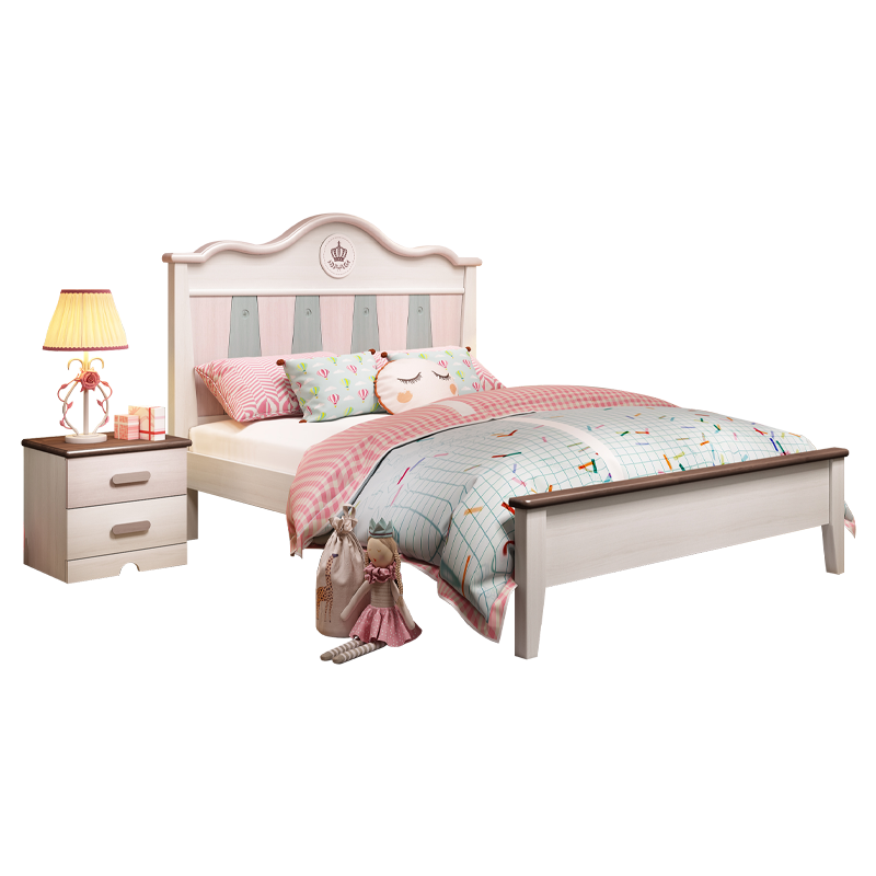 童友 床 儿童床女孩单人床1.5米公主床实木高箱储物床樱桃木 青少年床1.35米 实木单床+椰棕单面厚床垫 1500*2000