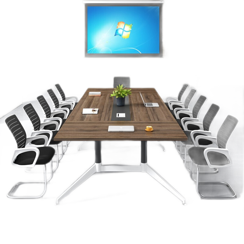 安美诚办公家具 会议桌长桌 现代简约培训桌 小型洽谈桌椅 大型多人会议桌椅3.5*1.4米会议桌