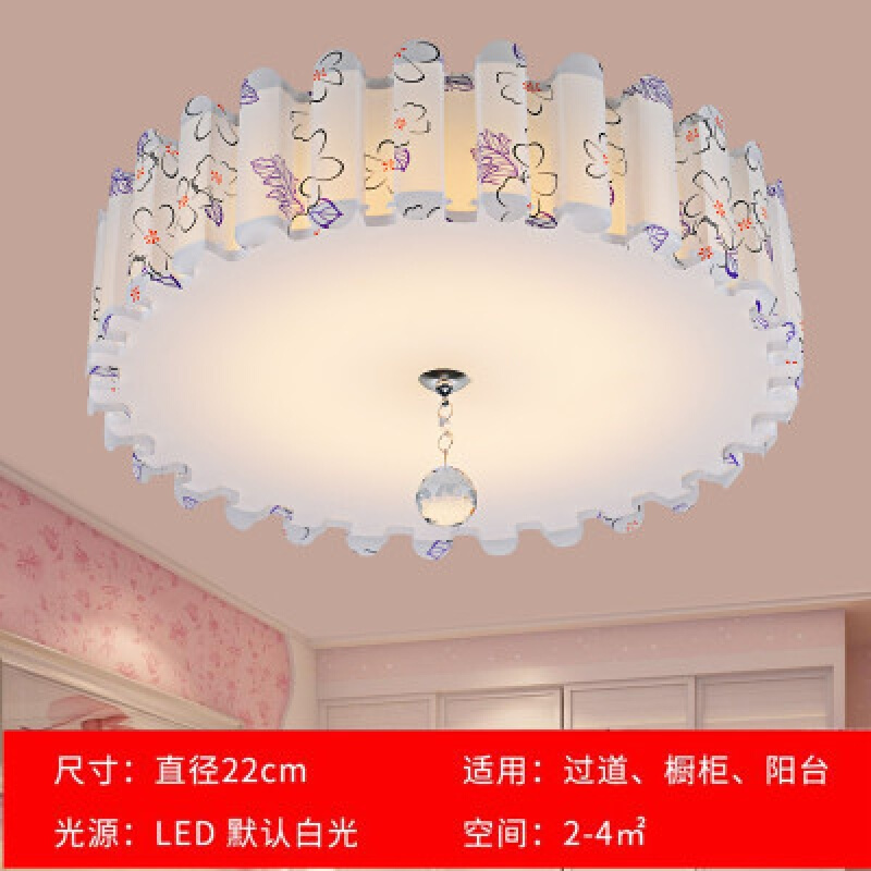 臥室燈LED吸頂燈溫馨浪漫簡(jiǎn)約現(xiàn)代公主房間女孩婚房田園房間燈飾 特惠過道燈《6瓦LED》22CM
