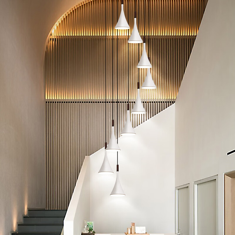 简纤 复式楼梯灯长吊灯北欧别墅旋转中空跃层网红loft公寓客厅楼梯