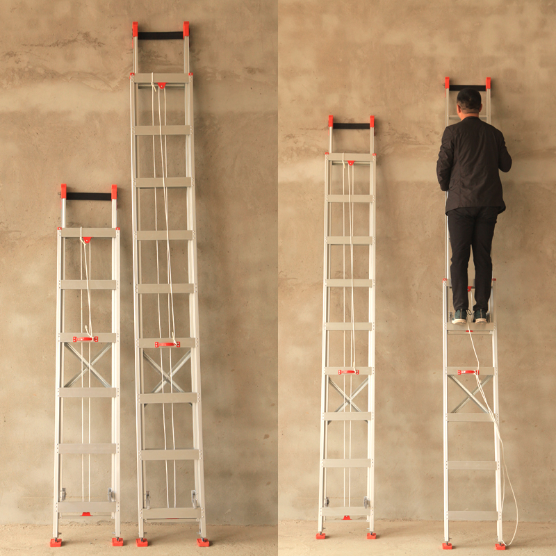 伸缩梯子工程户外单梯加厚折叠带钩抽拉梯升降6米8米10米12 单面加厚2