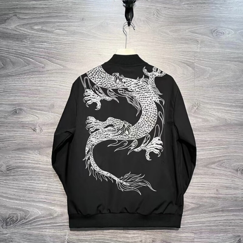 impresswit过肩龙外套男女情侣款春秋季龙头印花图案棒球服潮流情侣