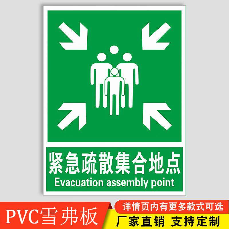 紧急疏散集合地点应急避难场所消防标识标示贴消防器材提示指示牌