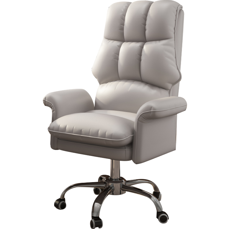 奥伦福特 电脑椅办公椅子电竞椅家用人体工学椅老板椅主播椅靠背椅皮革转椅 面包椅-灰色