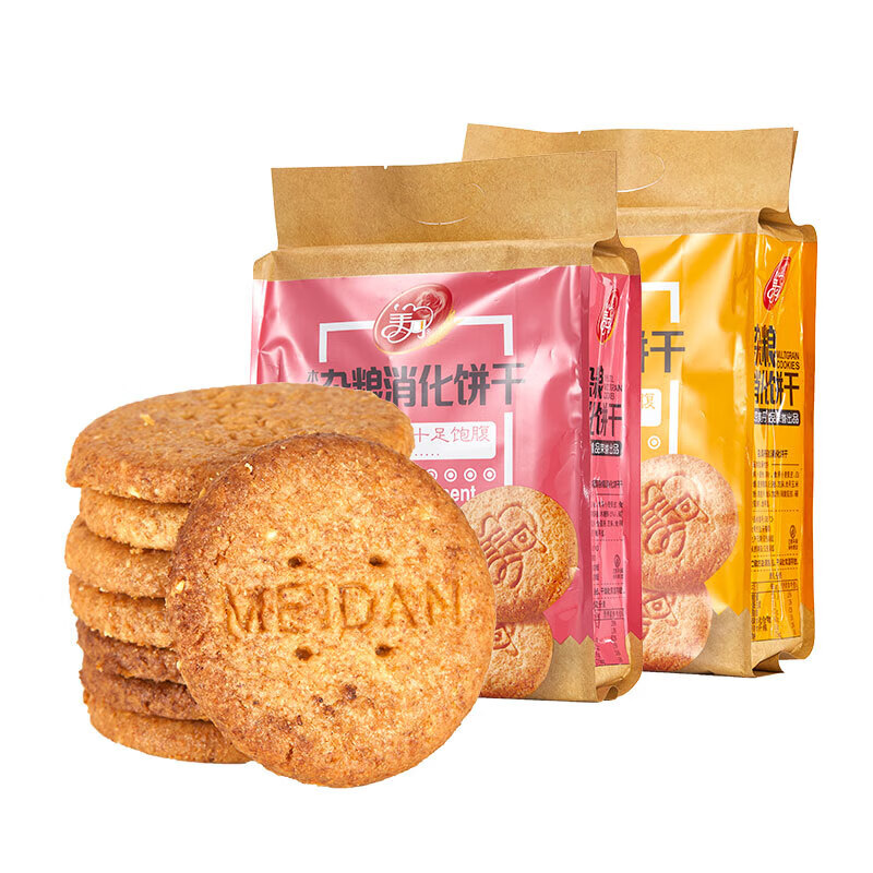 渝美滋 木糖醇杂粮消化饼干365g*2代餐饱腹办公室休闲小零食早餐食品